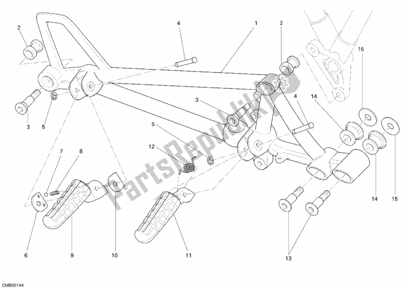 All parts for the Footrests, Right of the Ducati Sportclassic Sport 1000 USA 2008